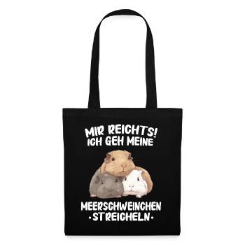 Meerschweinchen Kurzhaar Langhaar Crested - Stoffbeutel - Schwarz - Vorne