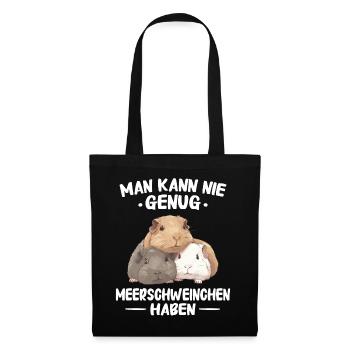 Meerschweinchen Kurzhaar Langhaar Crested - Stoffbeutel - Schwarz - Vorne