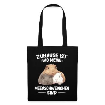 Meerschweinchen Kurzhaar Langhaar Crested - Stoffbeutel - Schwarz - Vorne