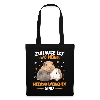 Meerschweinchen Kurzhaar Langhaar Crested - Stoffbeutel - Schwarz - Vorne
