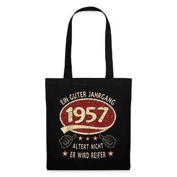 66. Geburtstag 1957 Guter Jahrgang - Stoffbeutel - Schwarz - Vorne