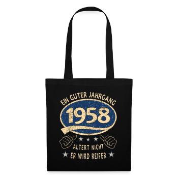 65. Geburtstag 1958 Guter Jahrgang - Stoffbeutel - Schwarz - Vorne