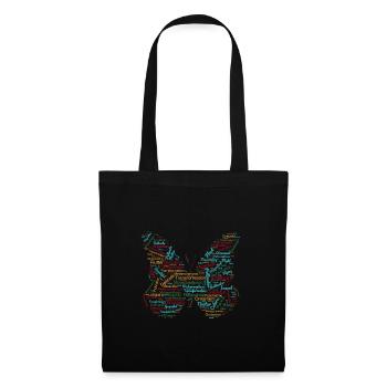 Tee graphique papillon avec conception de motifs de mots. - Sac en tissu - noir - Devant