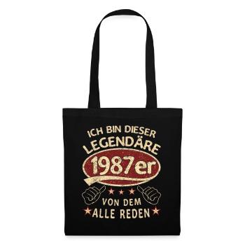 36. Geburtstag 1987 36 er Geburtstag - Stoffbeutel - Schwarz - Vorne