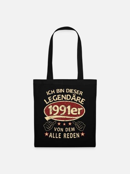 32. Geburtstag 1991 32 er Geburtstag - Stoffbeutel - Schwarz
