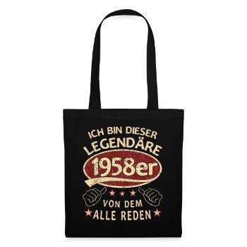 65. Geburtstag 1958 65 er Geburtstag - Stoffbeutel - Schwarz - Vorne