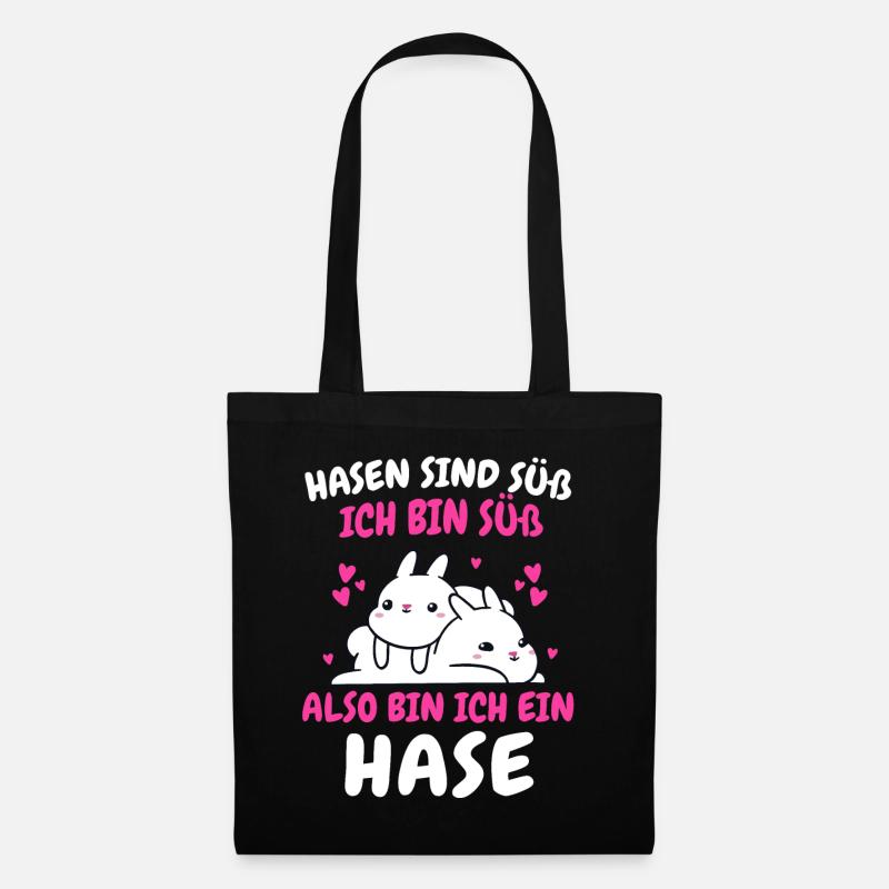 Hase Hasen Kaninchen Haustier - Stoffbeutel - Schwarz