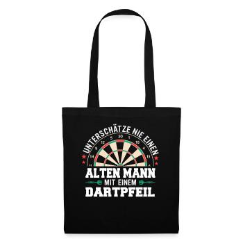 Dart Darts Dartspieler Dartsport - Stoffbeutel - Schwarz - Vorne