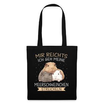 Meerschweinchen Kurzhaar Langhaar Crested - Stoffbeutel - Schwarz - Vorne