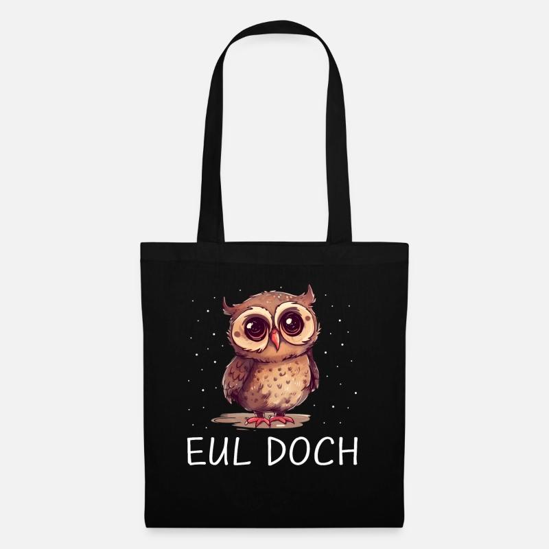 Nachteule Eule Eulen Vogel - Stoffbeutel - Schwarz