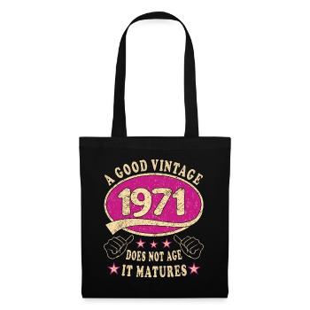 52e anniversaire 1971 52 Bon millésime - Sac en tissu - noir - Devant