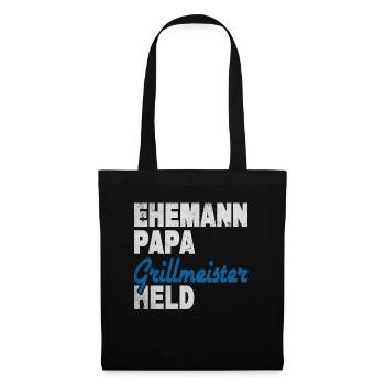Ehemann Papa Grillmeister Held - Stoffbeutel - Schwarz - Vorne