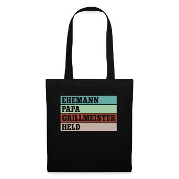 Ehemann Papa Grillmeister Held - Stoffbeutel - Schwarz - Vorne