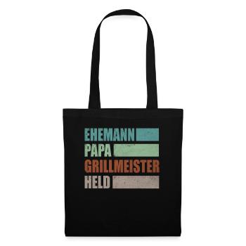 Ehemann Papa Grillmeister Held Vatertag - Stoffbeutel - Schwarz - Vorne