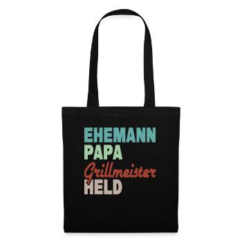 Ehemann Papa Grillmeister Held - Stoffbeutel - Schwarz - Vorne
