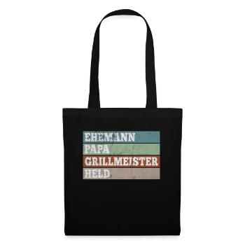 Ehemann Papa Grillmeister Held - Stoffbeutel - Schwarz - Vorne