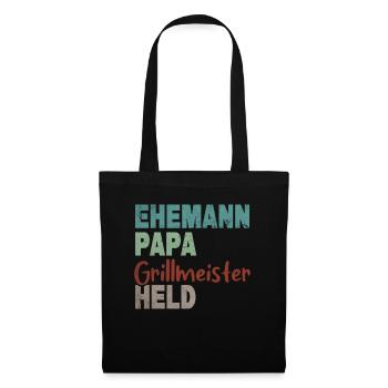 Ehemann Papa Grillmeister Held Vatertag - Stoffbeutel - Schwarz - Vorne