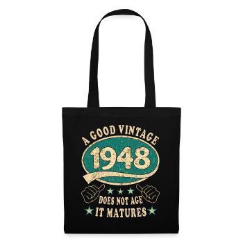 75. Geburtstag 1948 75er Guter Jahrgang - Stoffbeutel - Schwarz - Vorne