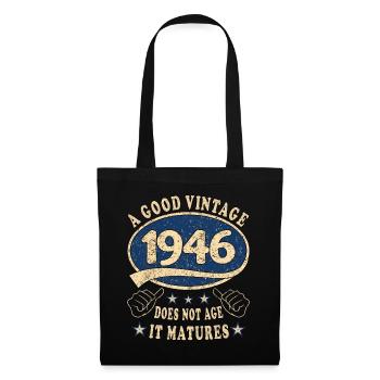 77. Geburtstag 1946 77er Guter Jahrgang - Stoffbeutel - Schwarz - Vorne
