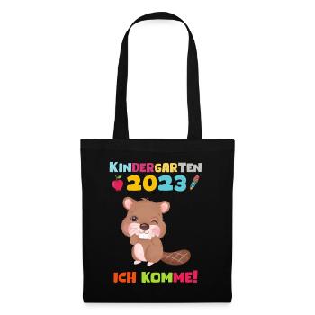 Kindergarten 2023 Ich Komme Mädchen Kita Geschenk - Stoffbeutel - Schwarz - Vorne