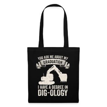 Retro Bagger Spruch Baggerfahrer Baustelle - Stoffbeutel - Schwarz - Vorne
