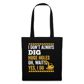 Retro Bagger Spruch Baggerfahrer Baustelle - Stoffbeutel - Schwarz - Vorne