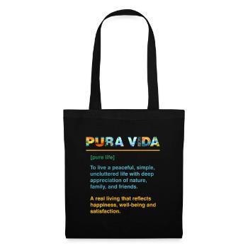 Pura Vida Definition Lebensweisheit Zentralamerika - Stoffbeutel - Schwarz - Vorne