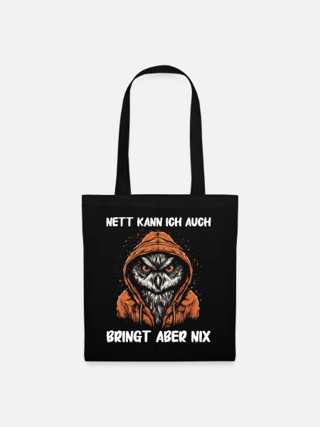 Nachteule Eule Eulen Vogel - Stoffbeutel - Schwarz