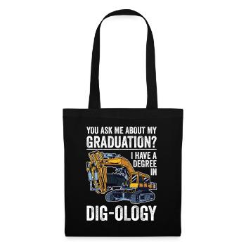 Retro Bagger Spruch Baggerfahrer Baustelle - Stoffbeutel - Schwarz - Vorne