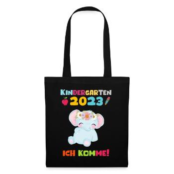 Kindergarten 2023 Ich Komme Mädchen Kita Geschenk - Stoffbeutel - Schwarz - Vorne