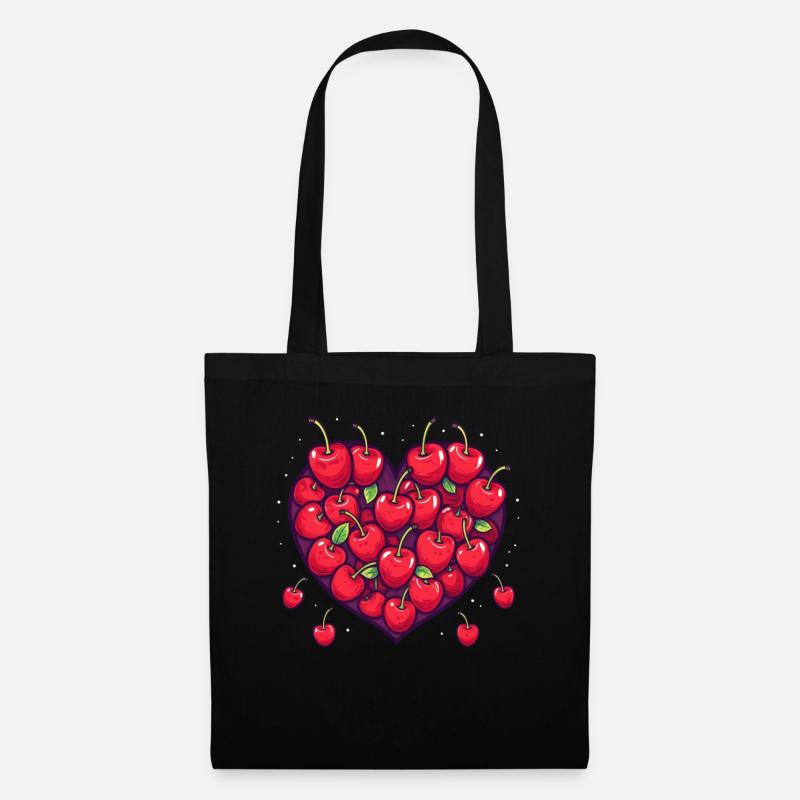 Kirsche Frucht Kirschen Cherry - Stoffbeutel - Schwarz