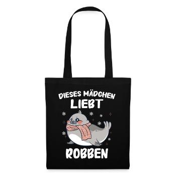Robbe Robben Seerobbe Seelöwe Tier Seehund - Stoffbeutel - Schwarz - Vorne