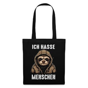 Faultier Faultiere Tier Schlafen Faul - Stoffbeutel - Schwarz - Vorne