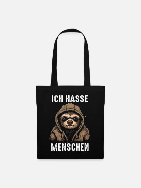 Faultier Faultiere Tier Schlafen Faul - Stoffbeutel - Schwarz