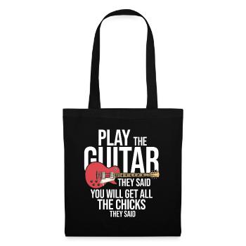 Akustik Spruch Für E-Gitarre Konzert Gitarre - Stoffbeutel - Schwarz - Vorne