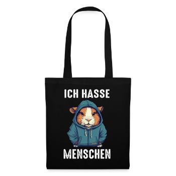 Meerschweinchen Kurzhaar Langhaar Crested - Stoffbeutel - Schwarz - Vorne