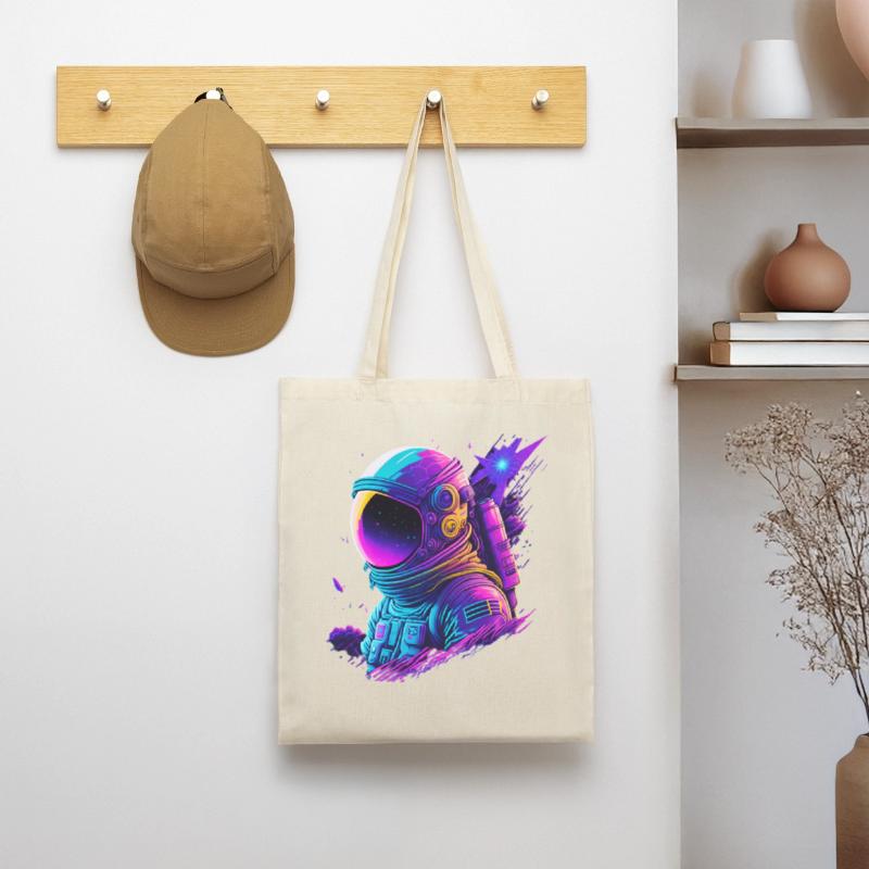 Synthwave Astronaut Space Explorer Tote Bag