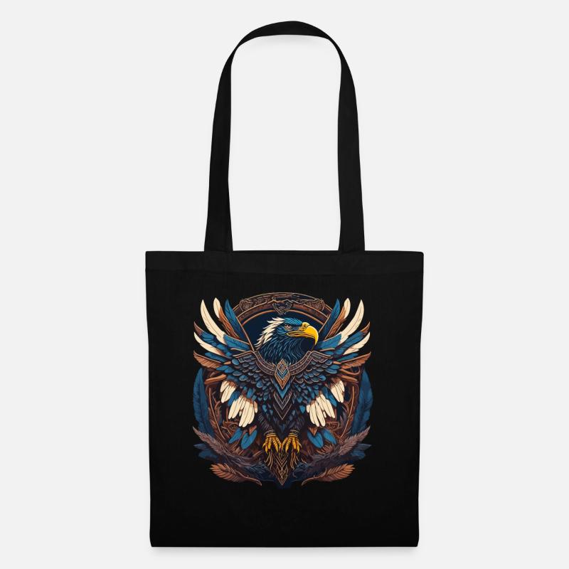 Native American Adler Indianer Falke Tier - Stoffbeutel - Schwarz