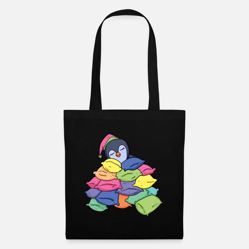 Schlafender Pinguin - Stoffbeutel - Schwarz