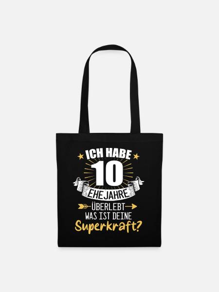 10 Hochzeitstag Geschenk Ehejahre - Stoffbeutel - Schwarz