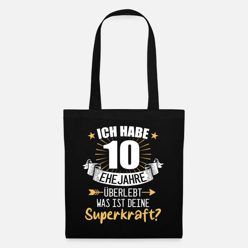 10 Hochzeitstag Geschenk Ehejahre - Stoffbeutel - Schwarz