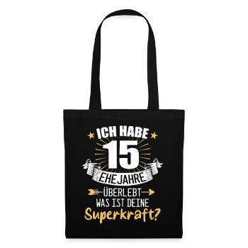 15 Hochzeitstag Geschenk Ehejahre - Stoffbeutel - Schwarz - Vorne