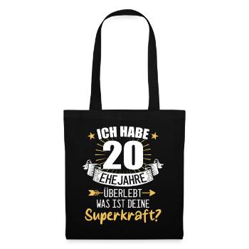 20 Hochzeitstag Geschenk Ehejahre - Stoffbeutel - Schwarz - Vorne
