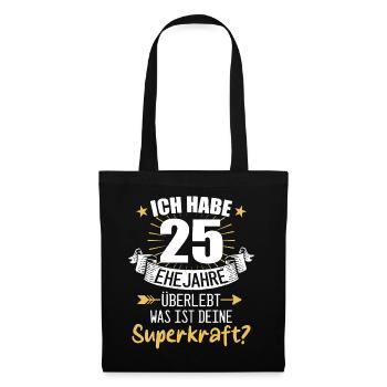 25 Hochzeitstag Geschenk Ehejahre - Stoffbeutel - Schwarz - Vorne