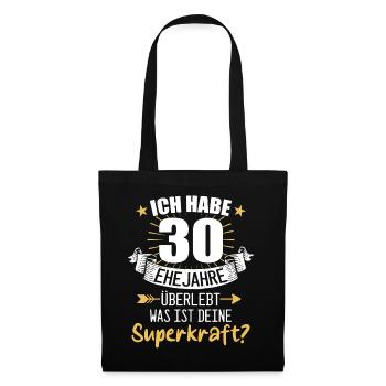 30 Hochzeitstag Geschenk Ehejahre - Stoffbeutel - Schwarz - Vorne