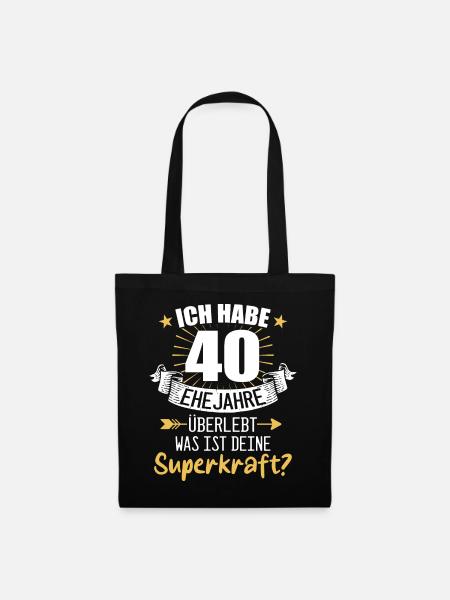 40 Hochzeitstag Geschenk Ehejahre - Stoffbeutel - Schwarz