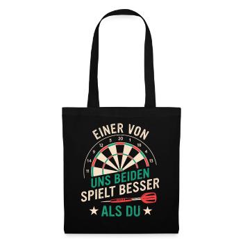 Dart Darts Dartspieler Dartsport - Stoffbeutel - Schwarz - Vorne