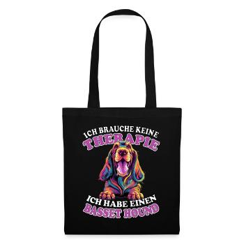 Ich brauche keine Therapie Basset Hound - Stoffbeutel - Schwarz - Vorne