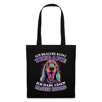 Ich brauche keine Therapie Basset Hound - Stoffbeutel - Schwarz - Vorne