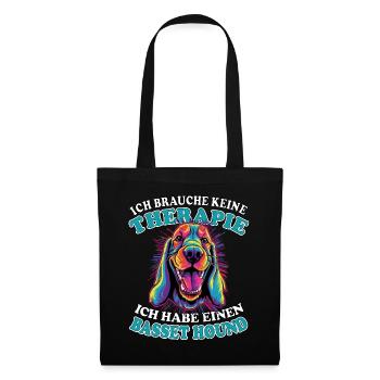 Ich brauche keine Therapie Basset Hound - Stoffbeutel - Schwarz - Vorne